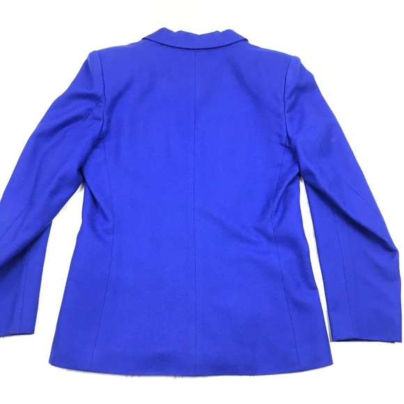 VTG Saks Fifth Ave Blue Wool Skirt Suit Pleated  Classic Jewel Blue - Picture 5 of 8